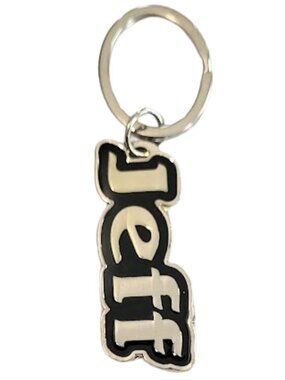 SWIBCO NW0T Black & Silver Galaxy Keychain Silver Metal Personalized Name JEFF
